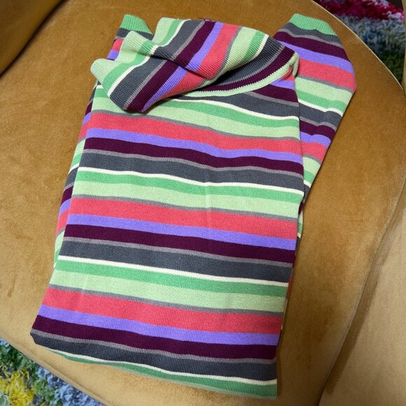 Vintage Talbots Bright Striped Turtleneck Sweater – Size L - Picture 1 of 11